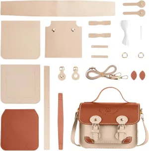 WADORN DIY PU Leather Shoulder Bag Making Set, PU Leather Material Craft Tool Set Woman Handmade Satchel Handbag Making Kit 16x6.5x20cm for Handmade Craft Bag Making Accessories, Sienna