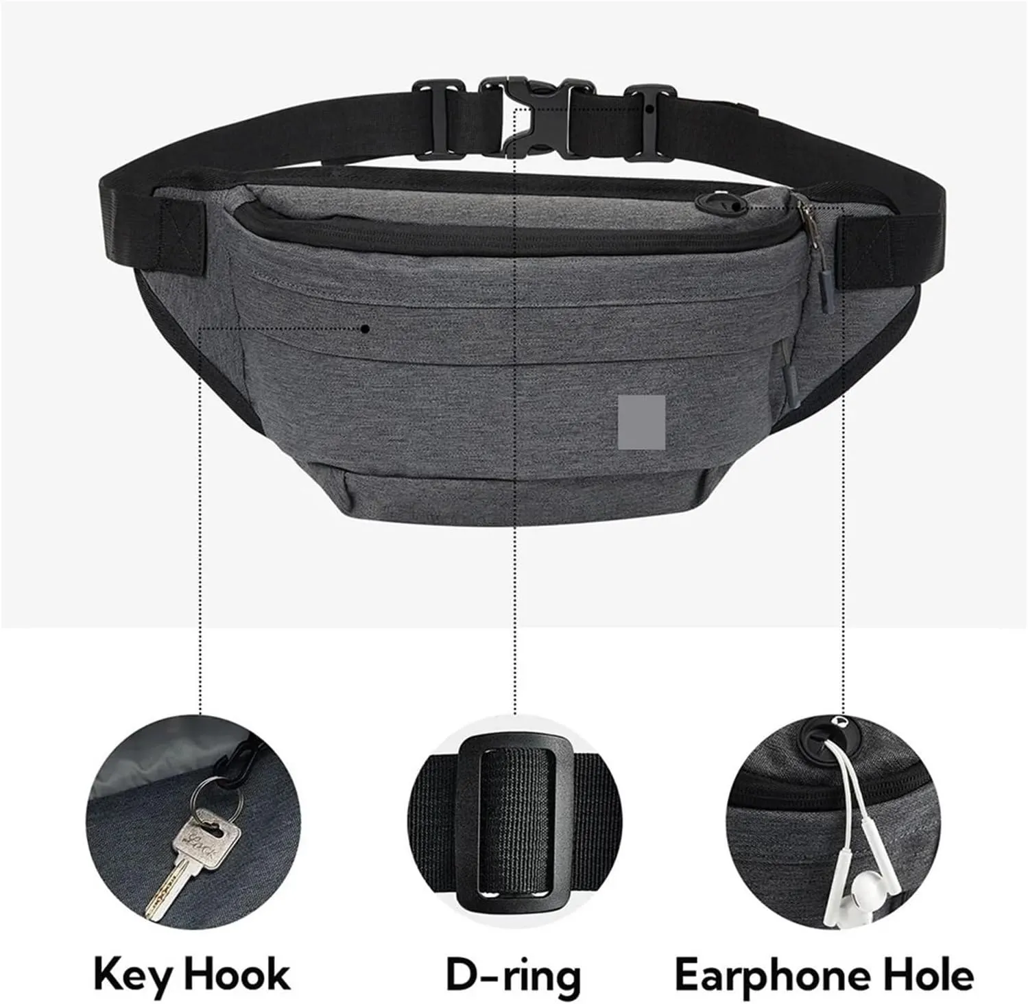 Waist Bag Men Women resist Large Hiking Belt Bags Shoulder Crossbody Running Walking(Dark Black)