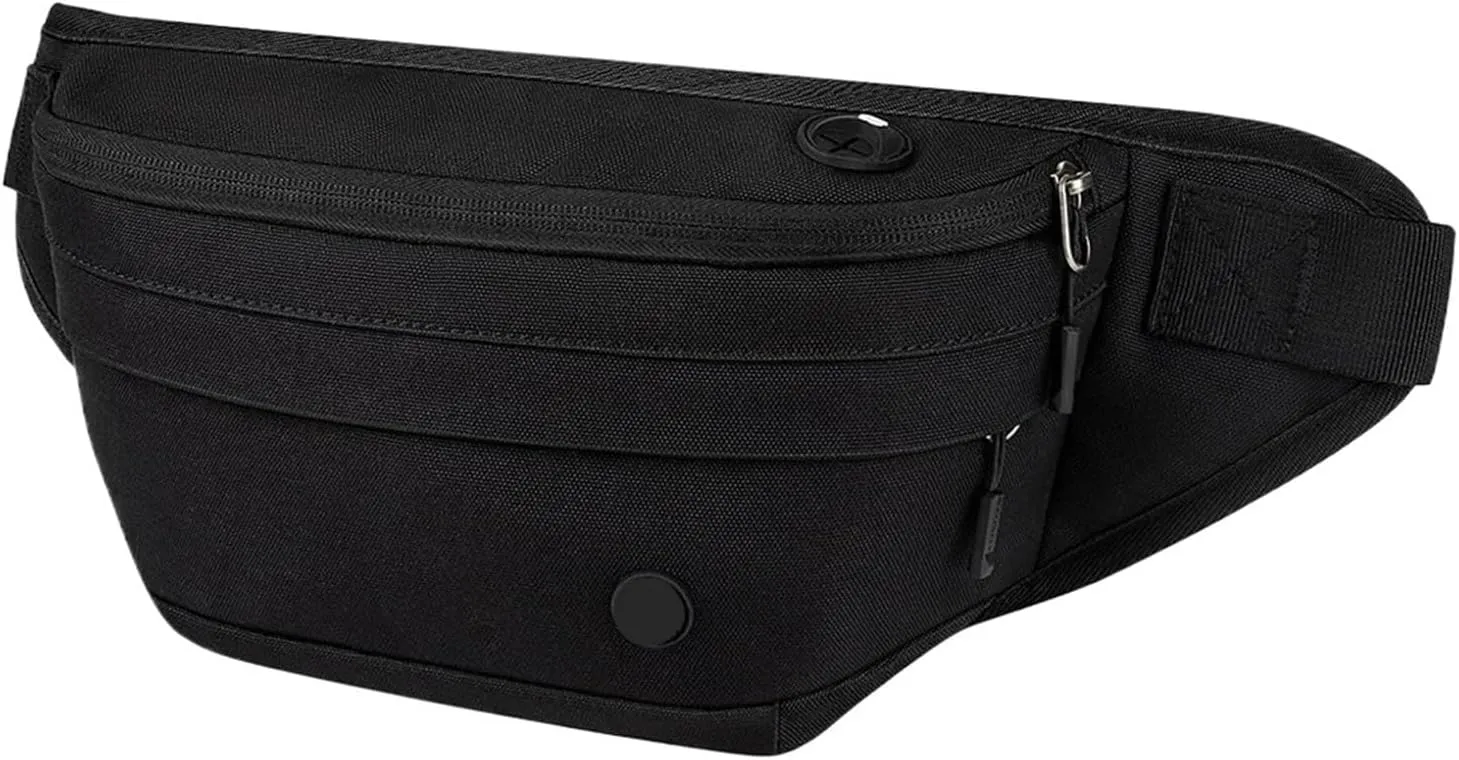 Waist Bag Men Women resist Large Hiking Belt Bags Shoulder Crossbody Running Walking(Dark Black)