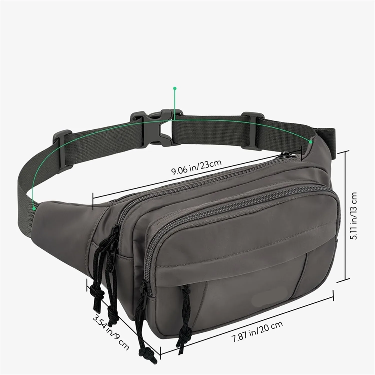 Waist Packs Large Crossbody Belt Bag Women Men With 7 Zipper Pockets Strap Waist Bags Hip Pack(White)