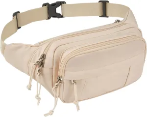 Waist Packs Large Crossbody Belt Bag Women Men With 7 Zipper Pockets Strap Waist Bags Hip Pack(White)
