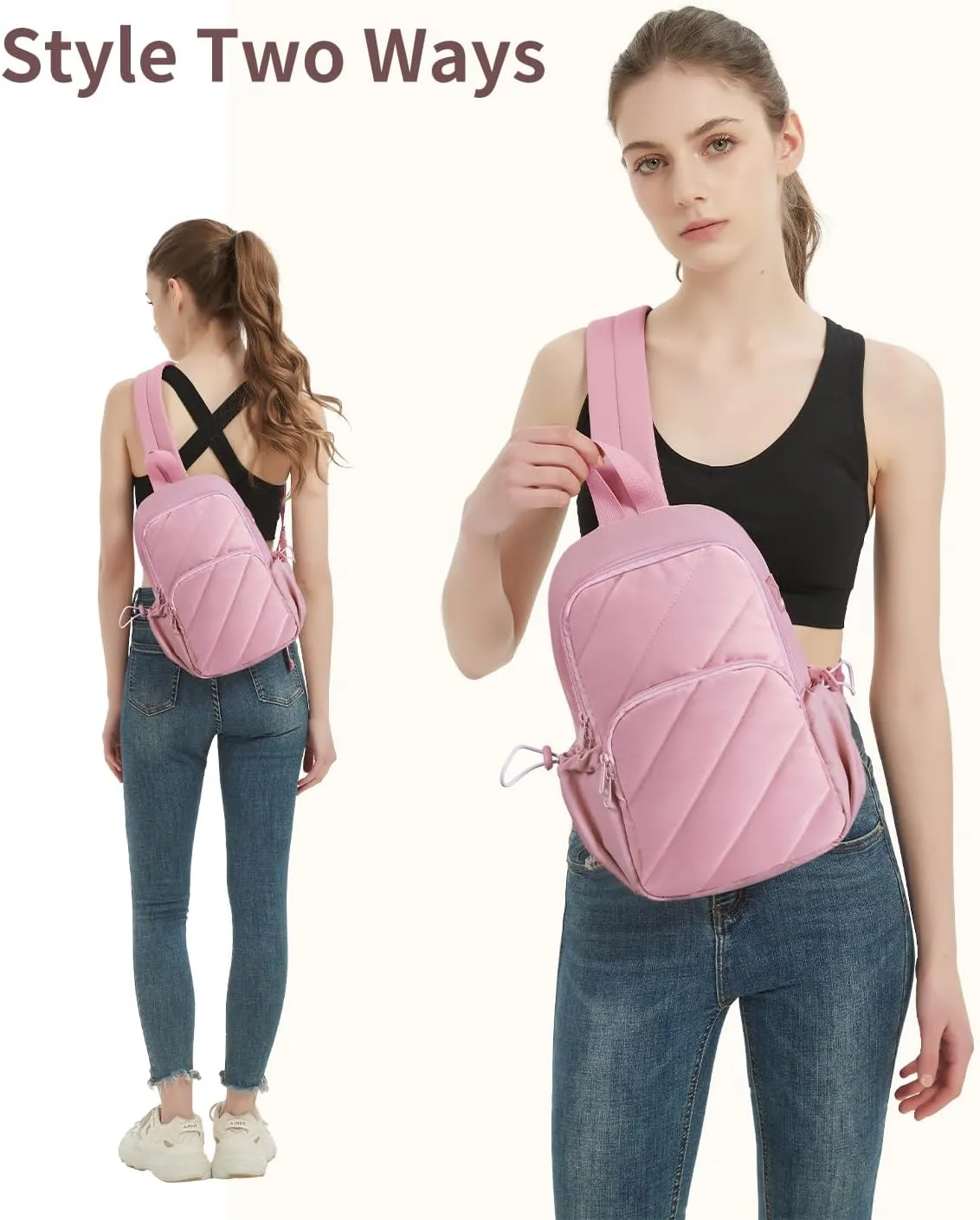 Wandering Nature Featherweight Sling Backpack Crossbody Bag for Women Fits for 11" iPad with Convertible Padded Strap, Multiple Pockets, Ideal for College, Work Commute, Travel, Everyday Errands
