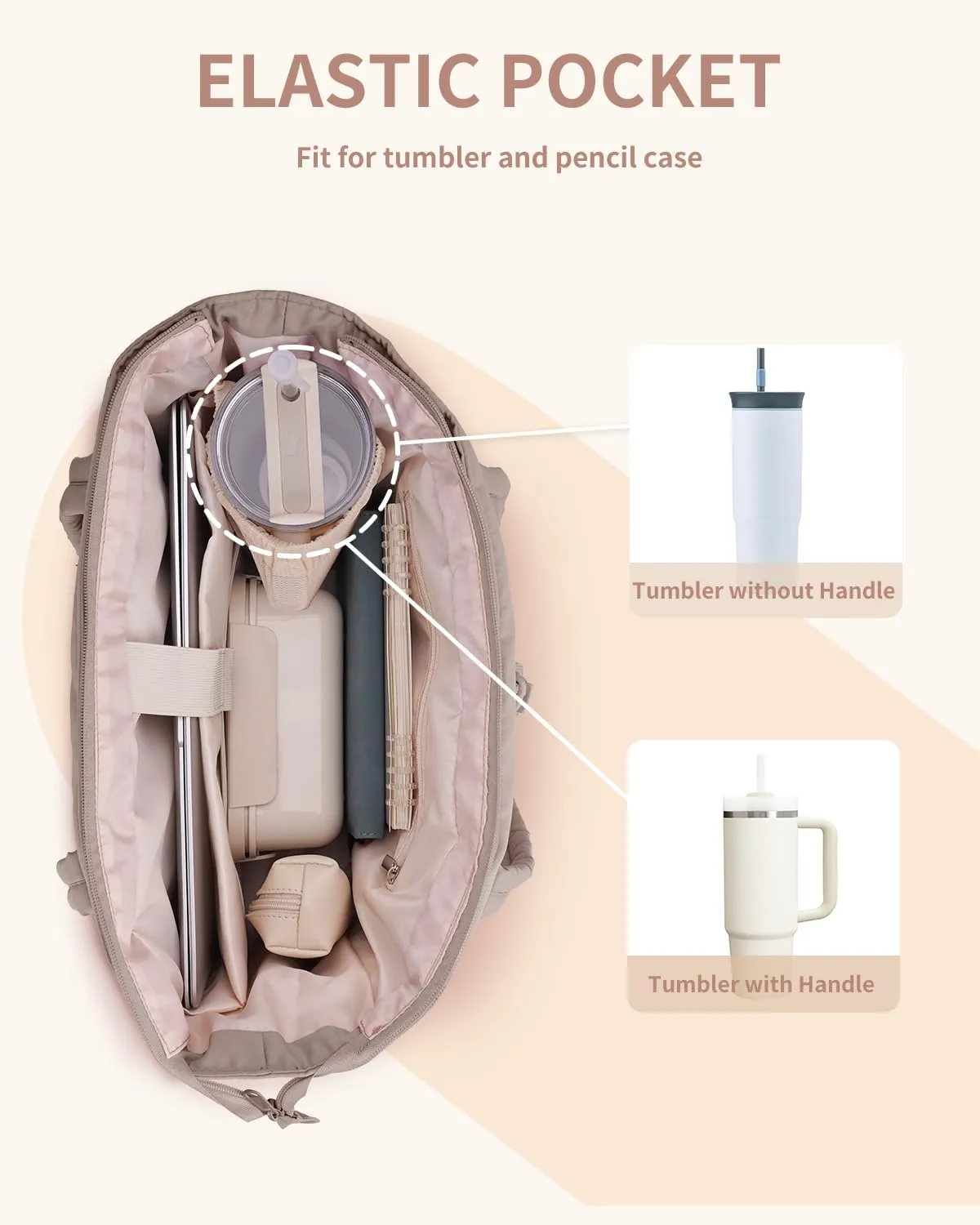 Wandering Nature Tote Bag for Women with Water Bottle Pocket Fit for Stanley Cup, Puffer Carry On Tote with Laptop Compartment and Trolley Sleeve for Work, Nurse, College, Travel