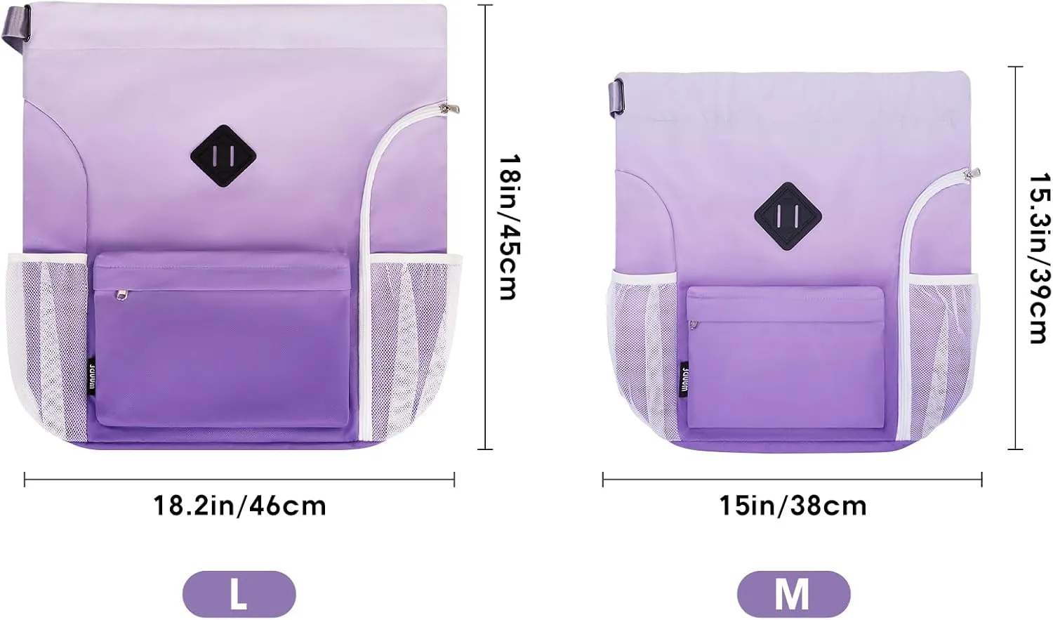 WANDF Drawstring Backpack Sports Gym Bag with Shoes Compartment, Water-Resistant String Backpack Cinch for Women Men (Small,Purple Gradient)