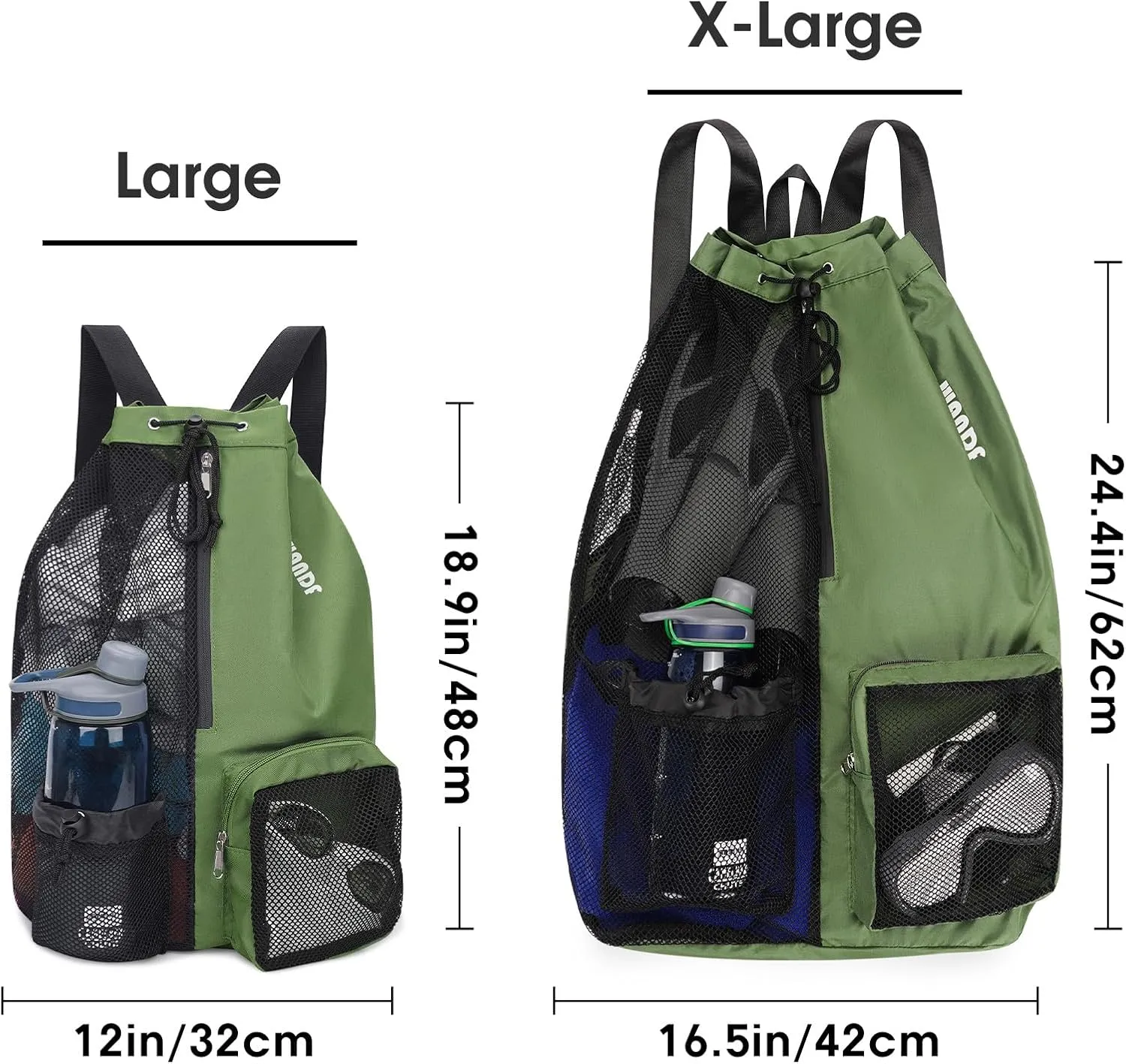 WANDF Swim Bag Mesh Drawstring Backpack with Wet Pocket for Swimming, Gym, and Workout Gear