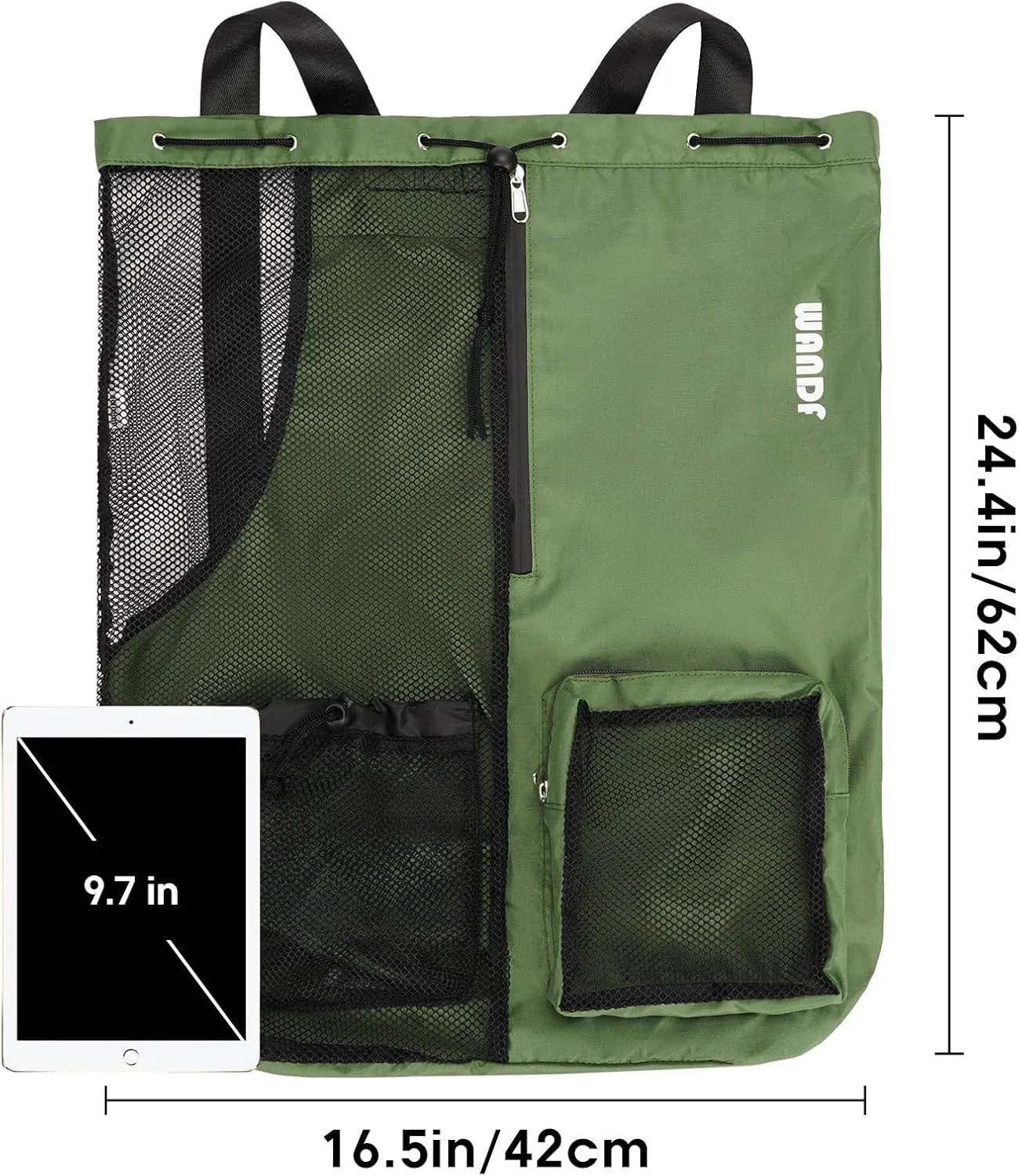WANDF Swim Bag Mesh Drawstring Backpack with Wet Pocket for Swimming, Gym, and Workout Gear