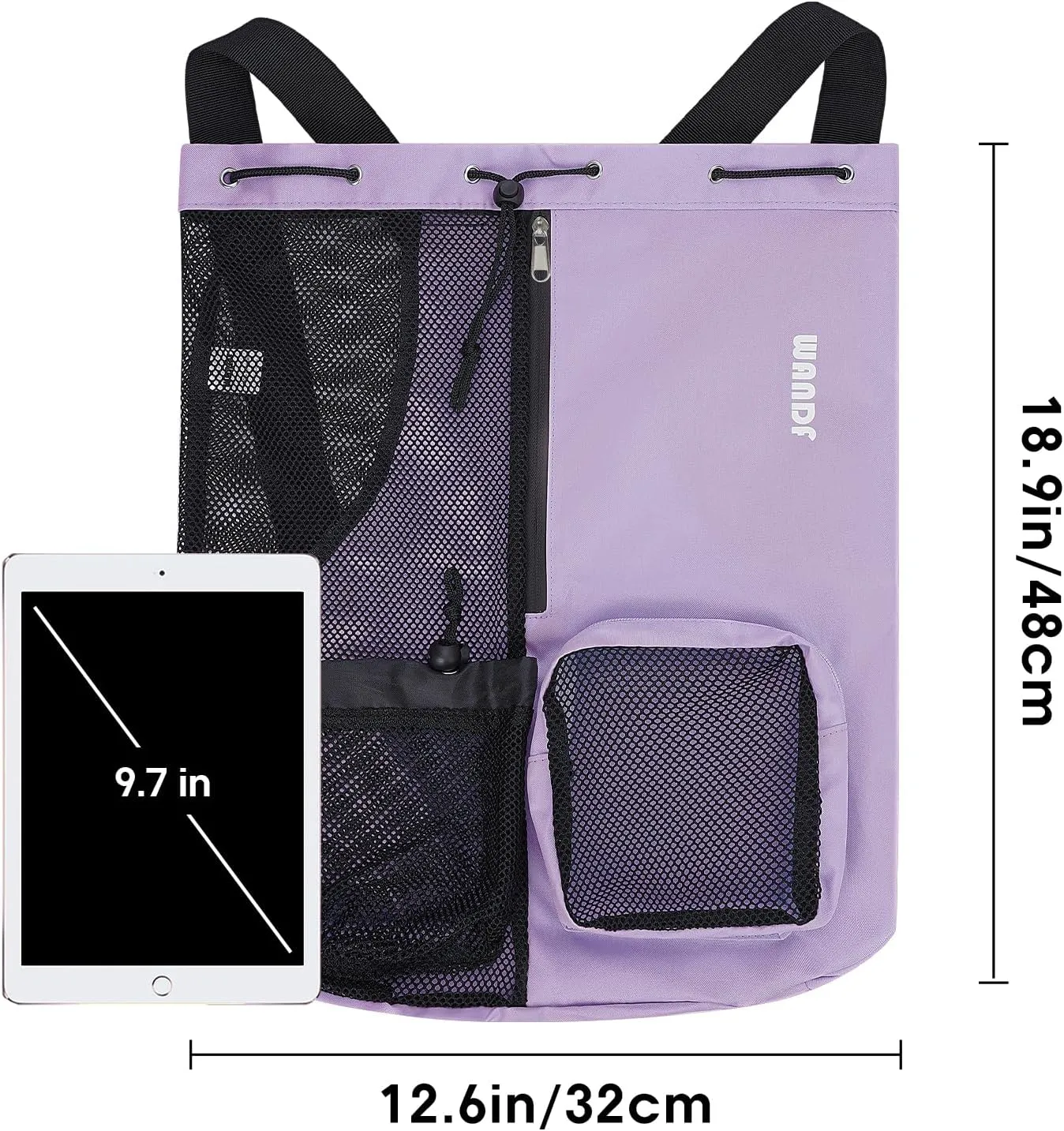 WANDF Swim Bag Mesh Drawstring Backpack with Wet Pocket for Swimming, Gym, and Workout Gear