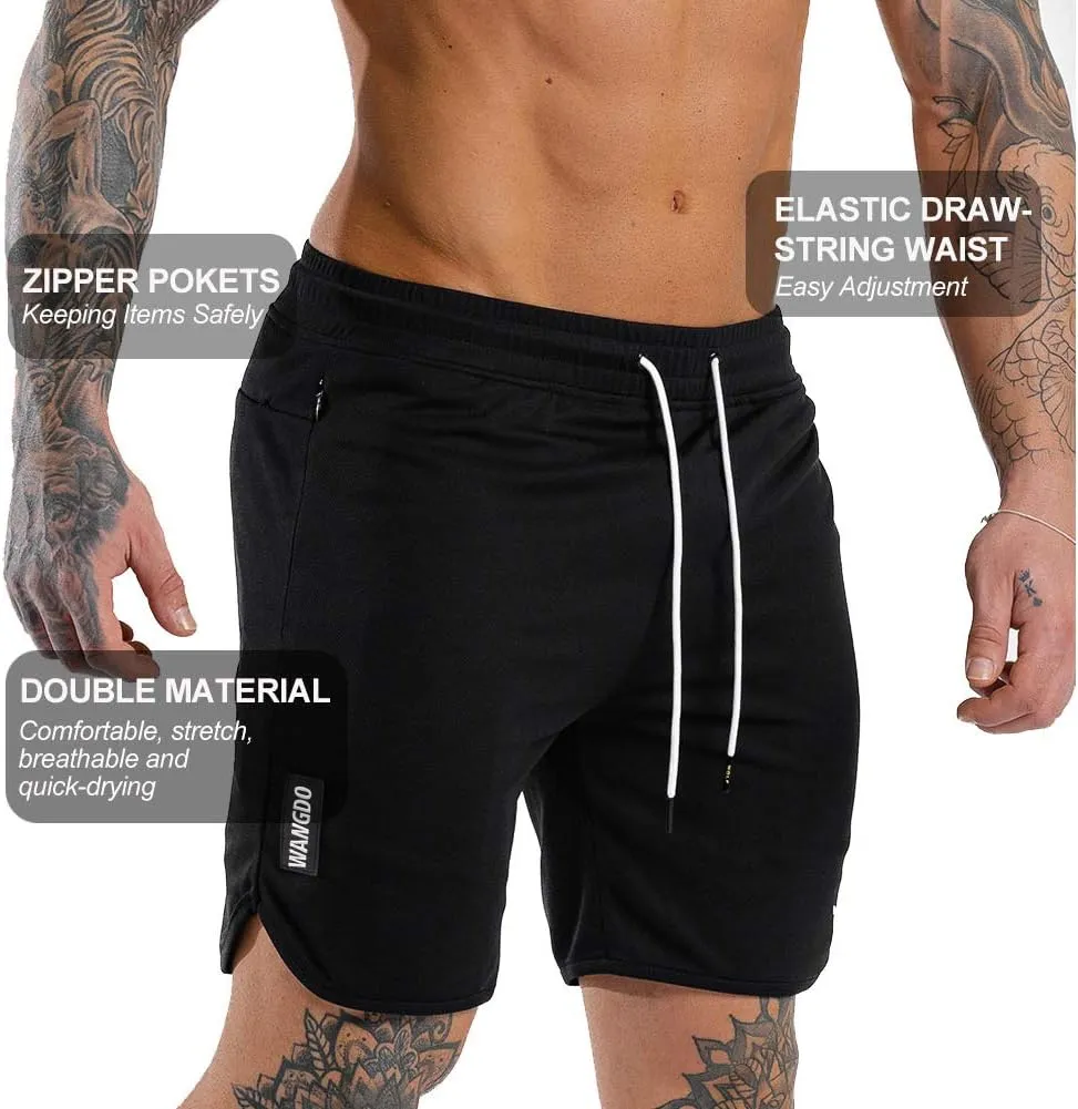 Wangdo Men's 7" Running Shorts with Zipper Pocket for Gym & Athletics
