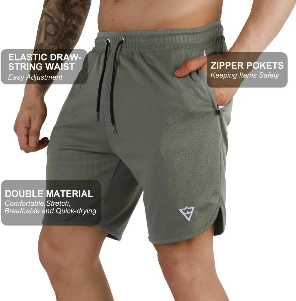 Wangdo Men's 7" Running Shorts with Zipper Pocket for Gym & Athletics