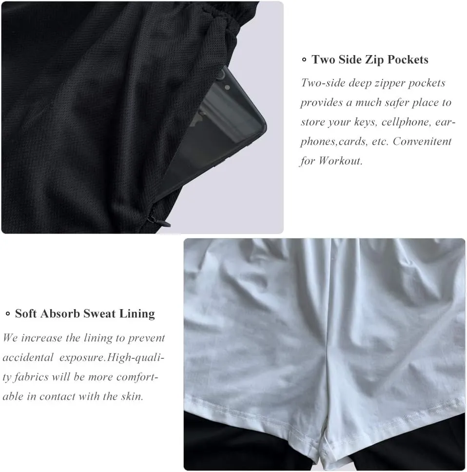 Wangdo Men's 7" Running Shorts with Zipper Pocket for Gym & Athletics