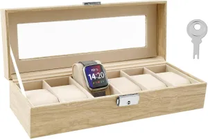 Watch Travel Case, 6 Slot PU Watch Roll Travel Case for Home, Portable Carrying Box Organizer for Men and Women