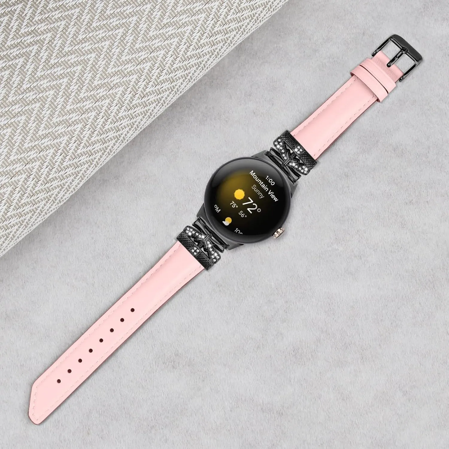 Watchband Compatible With Google Pixel, Adjustable Genuine Leather Wrist Strap with Metal Buckle for Google Pixel watch 2022 /Google Pixel 2 watch 2023