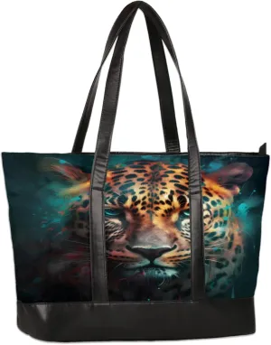Watercolor Tiger Laptop Tote Bag for Women Lightweight Work Purse with Multiple Compartments Fits 13-15.6 Inch Laptop Tablet Shoulder Bag for Office Travel Daily Use