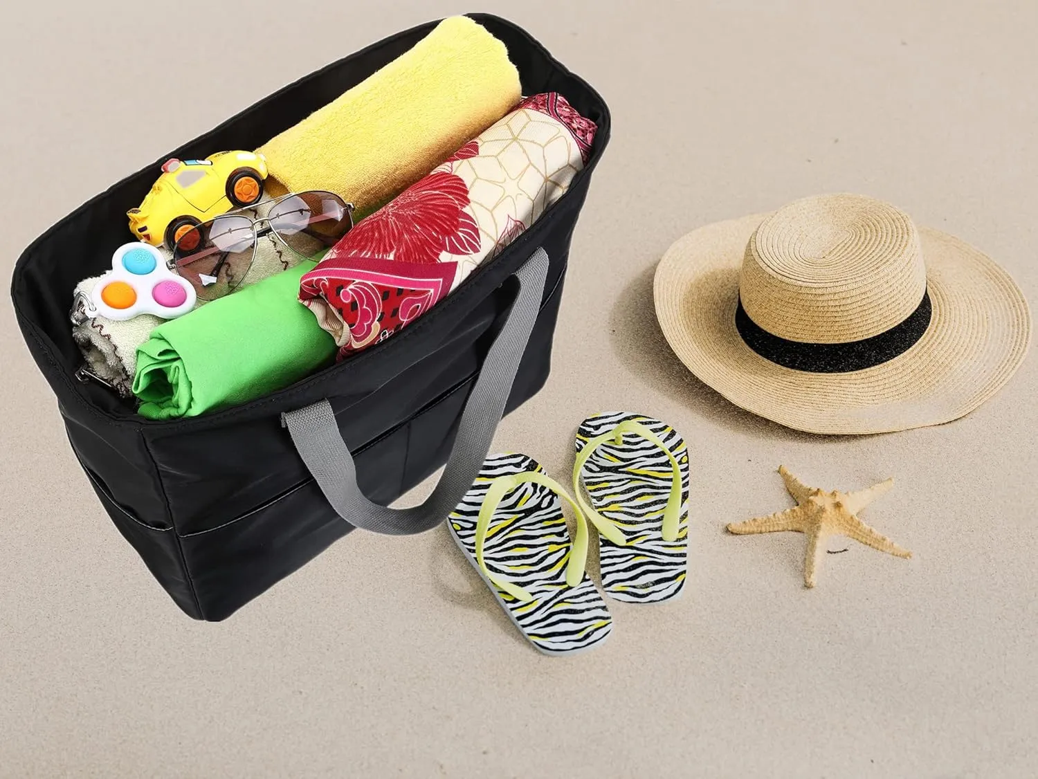 Waterproof Beach Tote Pool Bags for Women Ladies Extra Large Gym Tote Carry On Bag With Wet Compartment for Weekender Travel