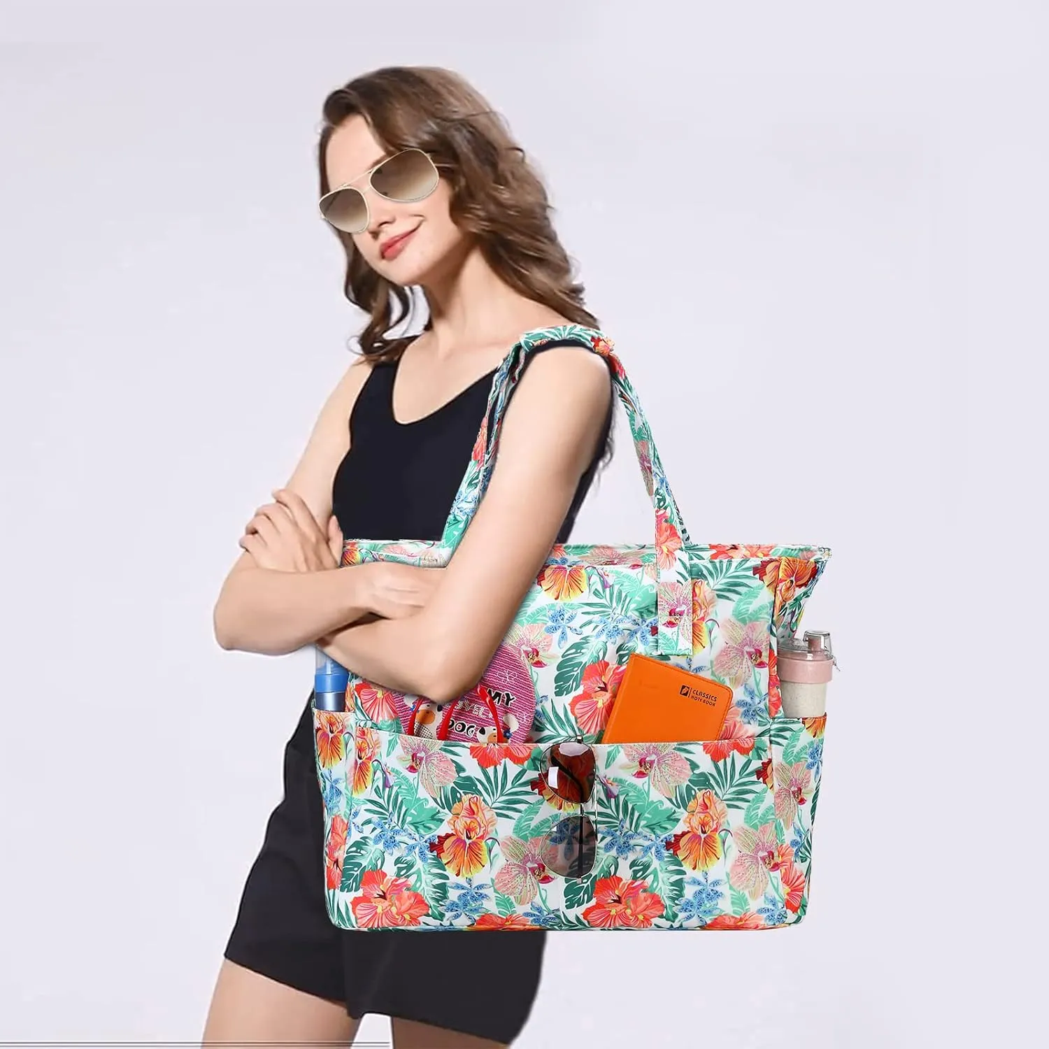 Waterproof Beach Tote Pool Bags for Women Ladies Extra Large Gym Tote Carry On Bag With Wet Compartment for Weekender Travel
