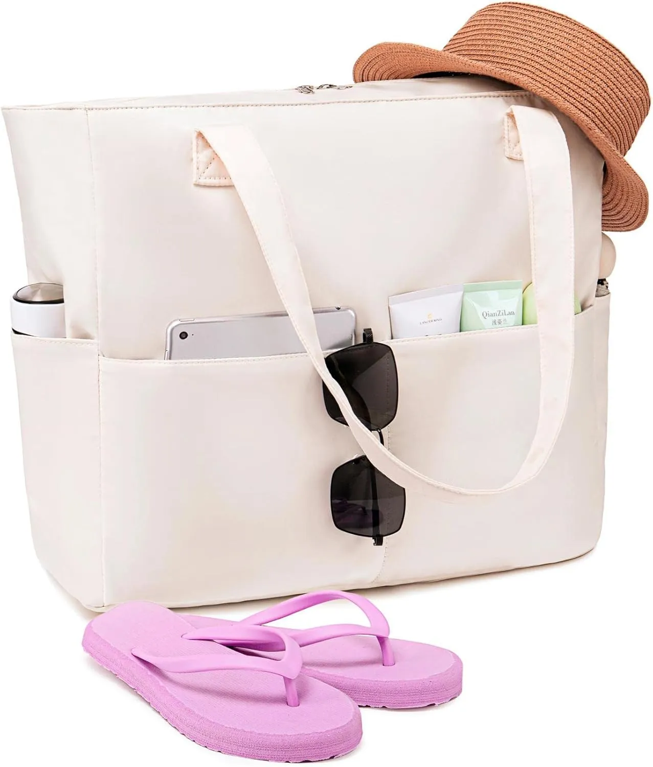 Waterproof Beach Tote Pool Bags for Women Ladies Extra Large Gym Tote Carry On Bag With Wet Compartment for Weekender Travel