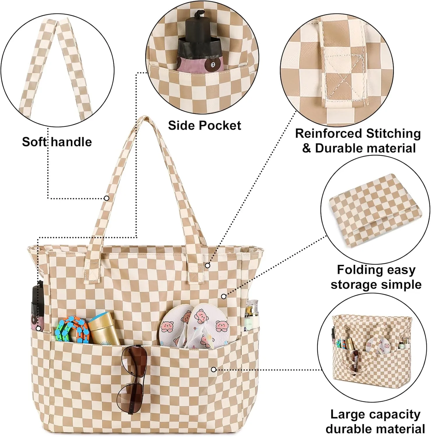 Waterproof Beach Tote Pool Bags for Women Ladies Extra Large Gym Tote Carry On Bag With Wet Compartment for Weekender Travel