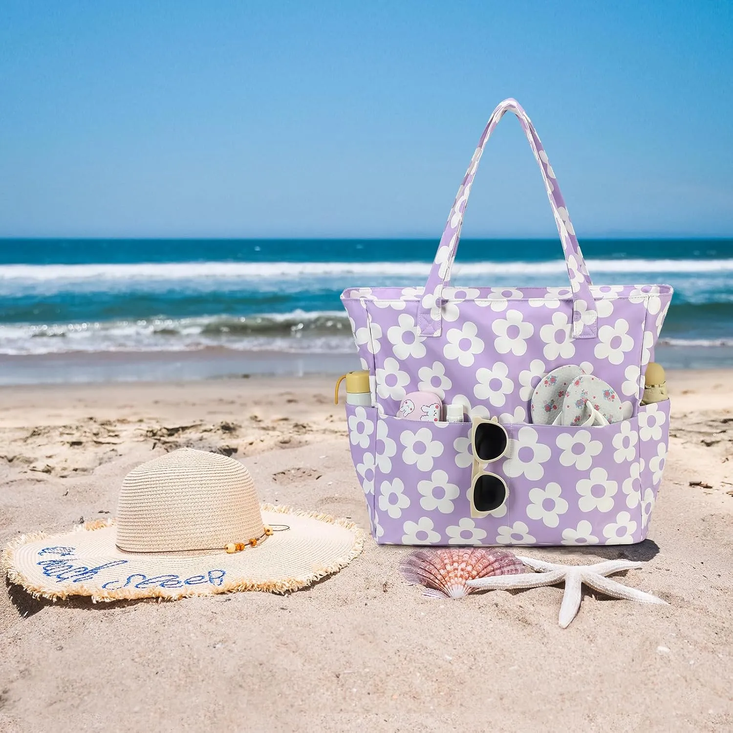 Waterproof Beach Tote Pool Bags for Women Ladies Extra Large Gym Tote Carry On Bag With Wet Compartment for Weekender Travel