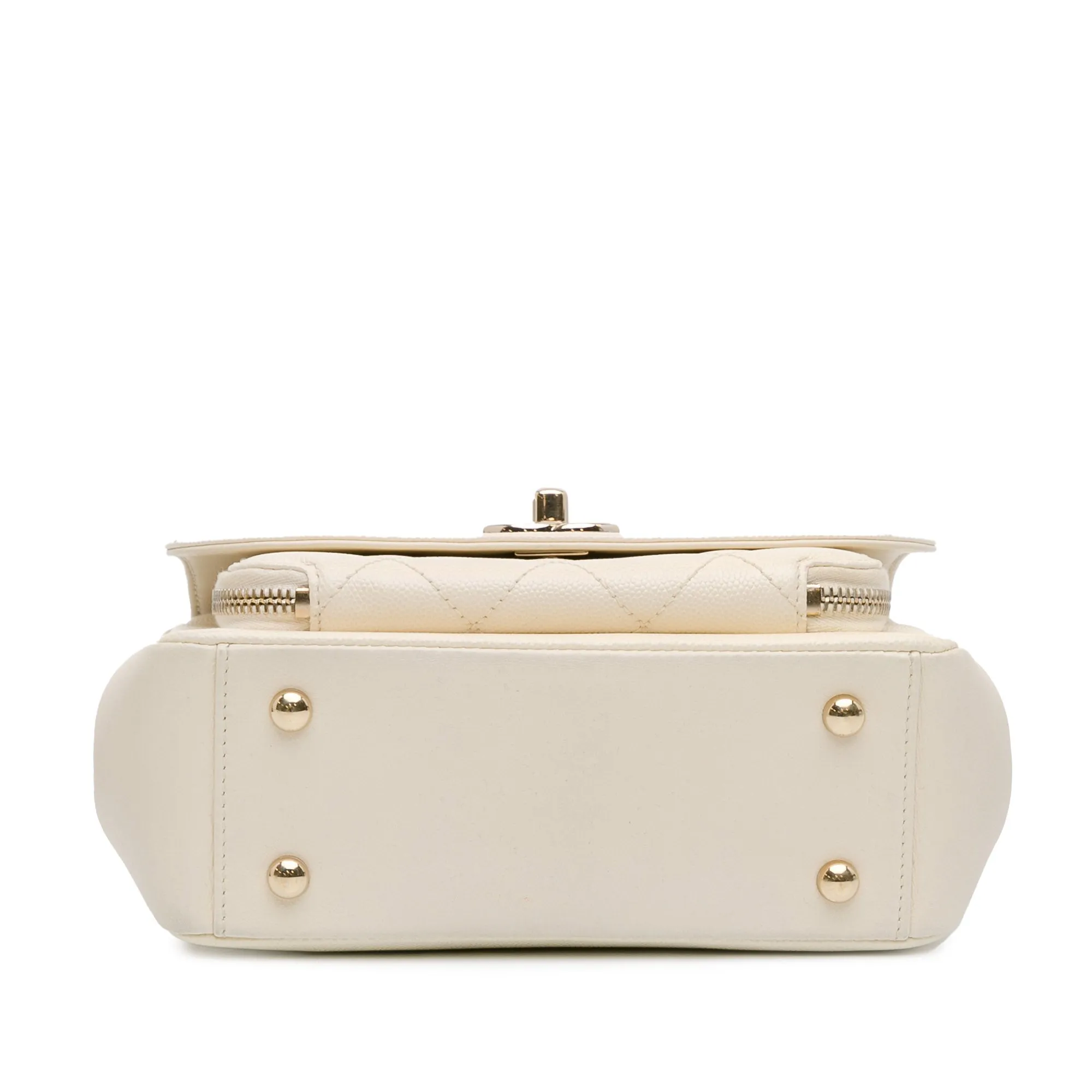 White Chanel Small Caviar Business Affinity Top Handle Bag Satchel