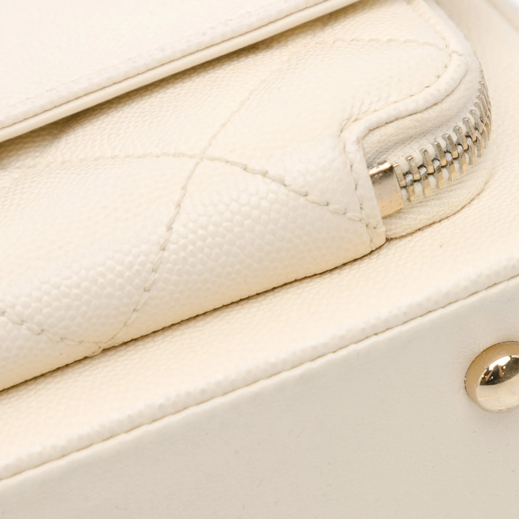 White Chanel Small Caviar Business Affinity Top Handle Bag Satchel