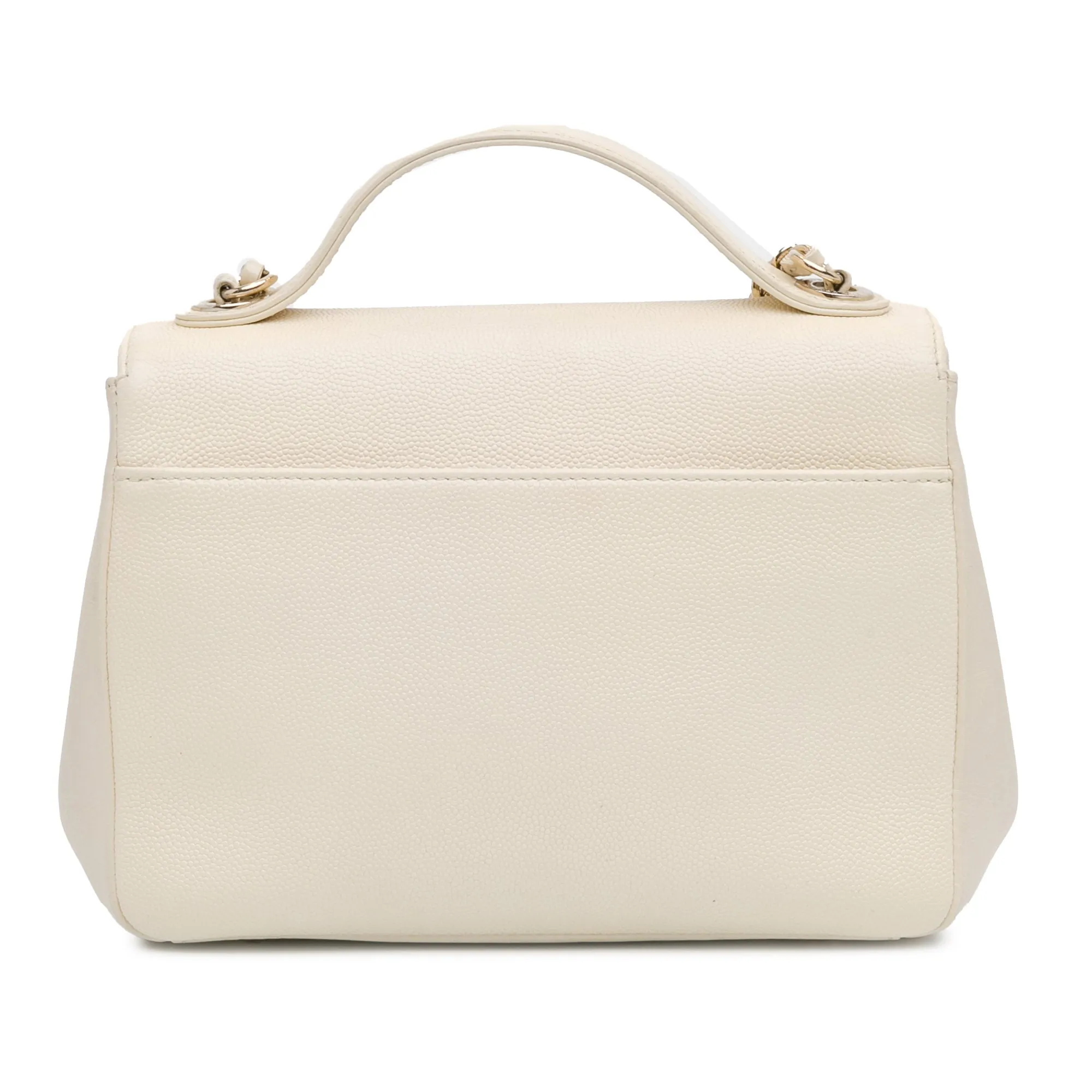 White Chanel Small Caviar Business Affinity Top Handle Bag Satchel