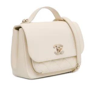 White Chanel Small Caviar Business Affinity Top Handle Bag Satchel