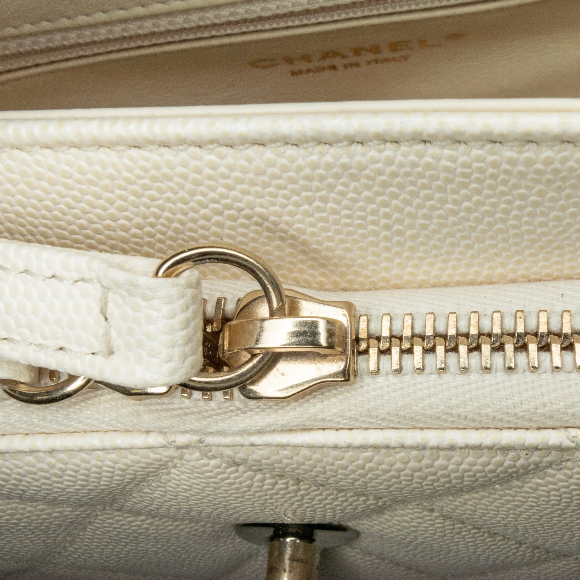 White Chanel Small Caviar Business Affinity Top Handle Bag Satchel