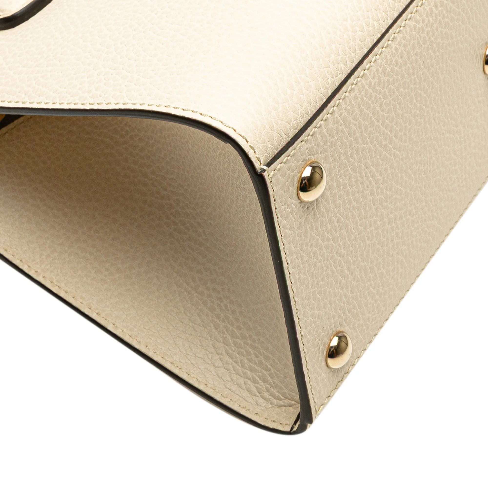 White Gucci Medium Dollar Calf Soho Top Handle Convertible Tote Satchel