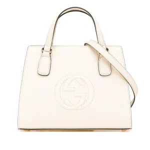 White Gucci Medium Dollar Calf Soho Top Handle Convertible Tote Satchel