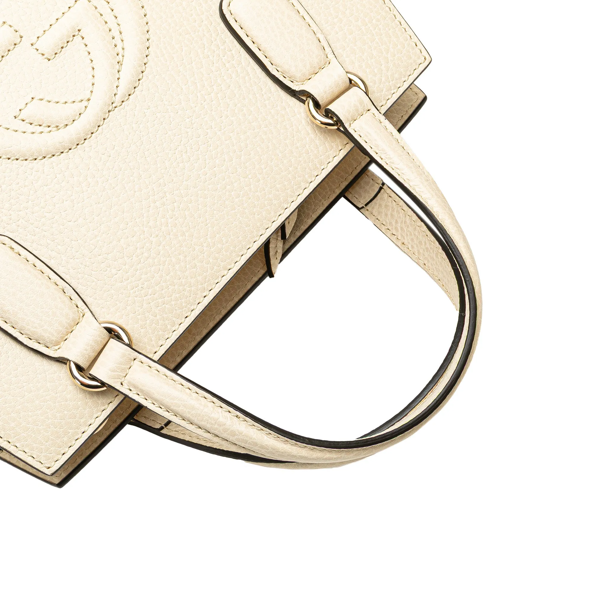 White Gucci Medium Dollar Calf Soho Top Handle Convertible Tote Satchel