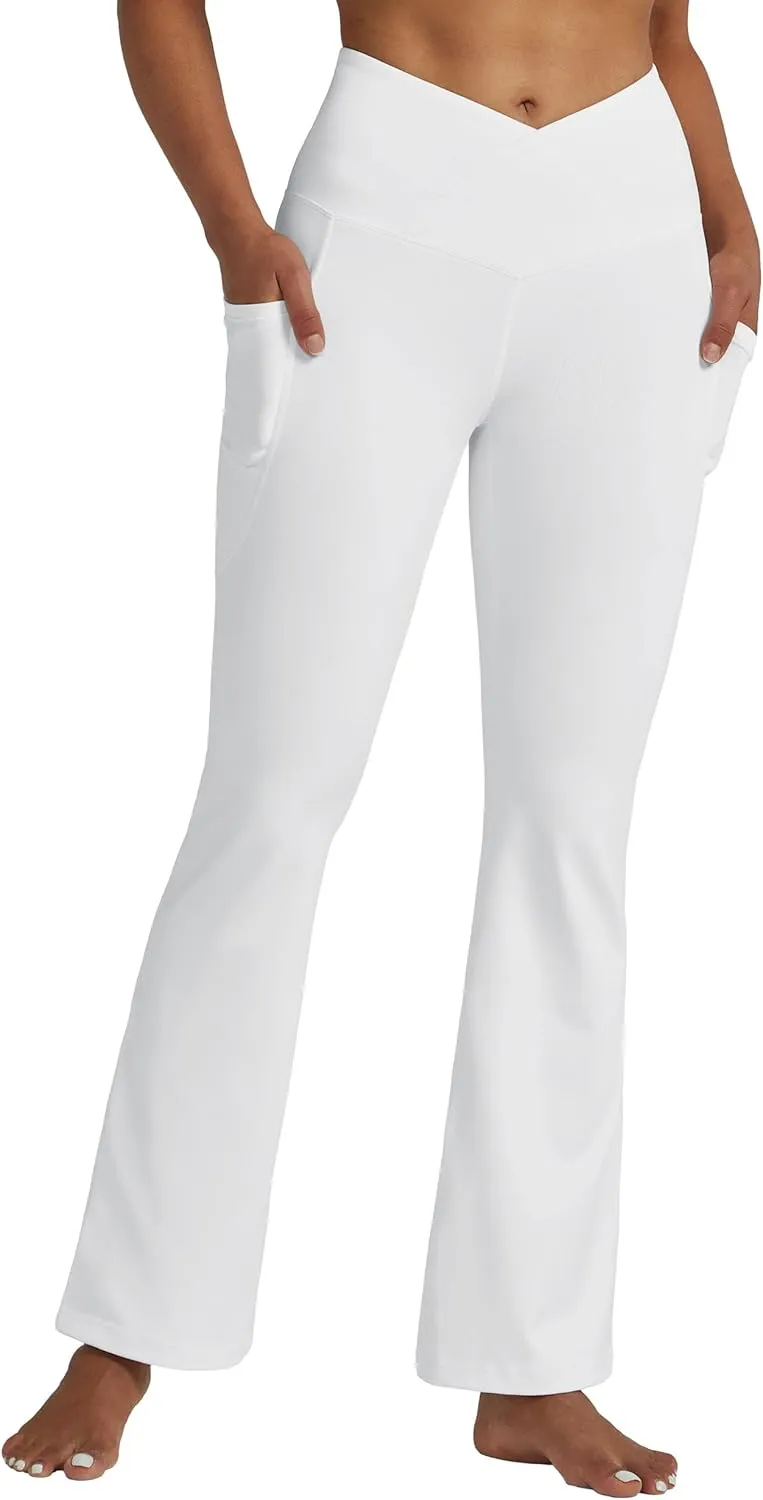 Willit Women's Flare Leggings Crossover Yoga Pants High Waist Bootcut Workout Leggings with Pockets 29" 31"