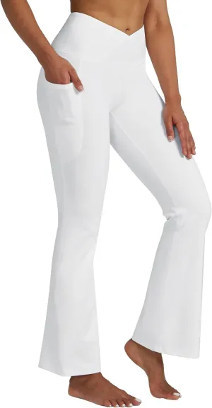 Willit Women's Flare Leggings Crossover Yoga Pants High Waist Bootcut Workout Leggings with Pockets 29" 31"