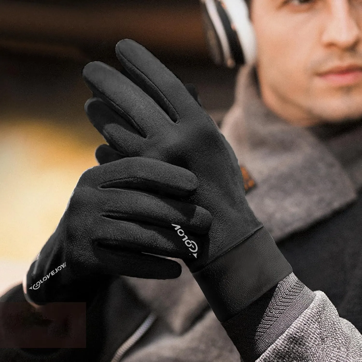 Winter Gloves Men Women Convertible Mittens Touch Screen Gloves Suede Gloves Fleece Lined Non-Slip Thermal Gloves