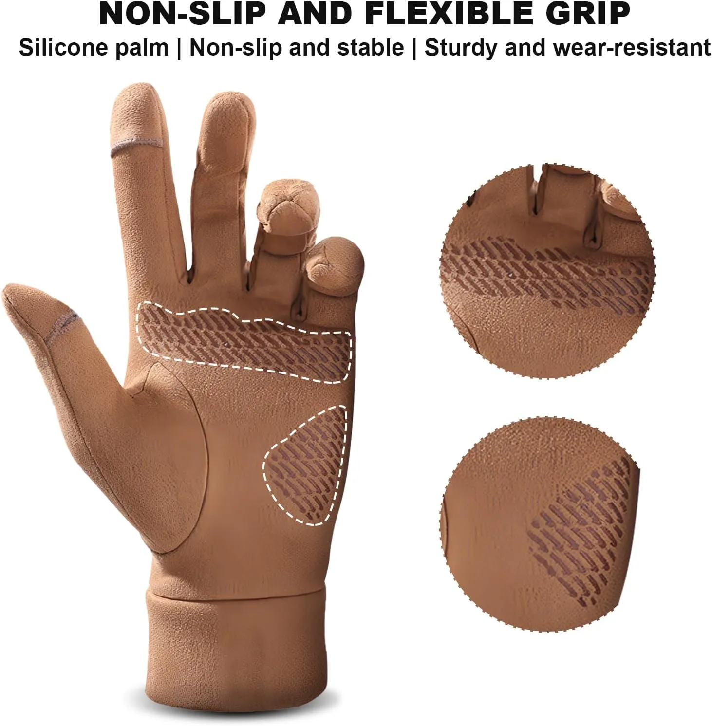 Winter Gloves Men Women Convertible Mittens Touch Screen Gloves Suede Gloves Fleece Lined Non-Slip Thermal Gloves