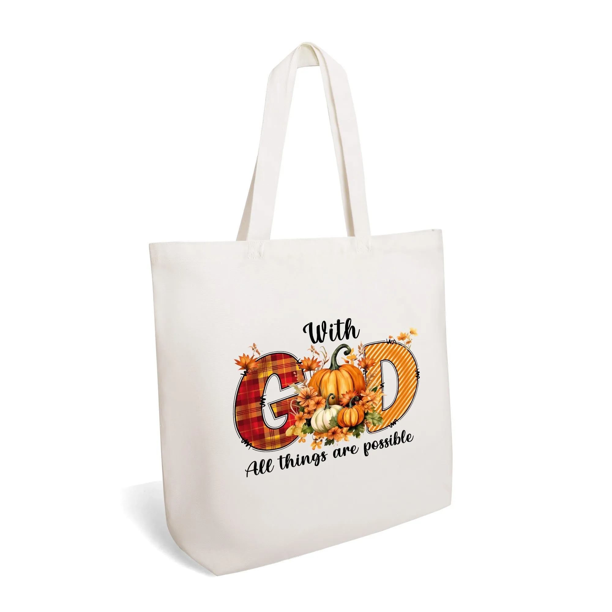 With God All Things Are Possible - Eco-Friendly Cotton Tote Bag – Spacious & Durable Design (Single-Sided Print)