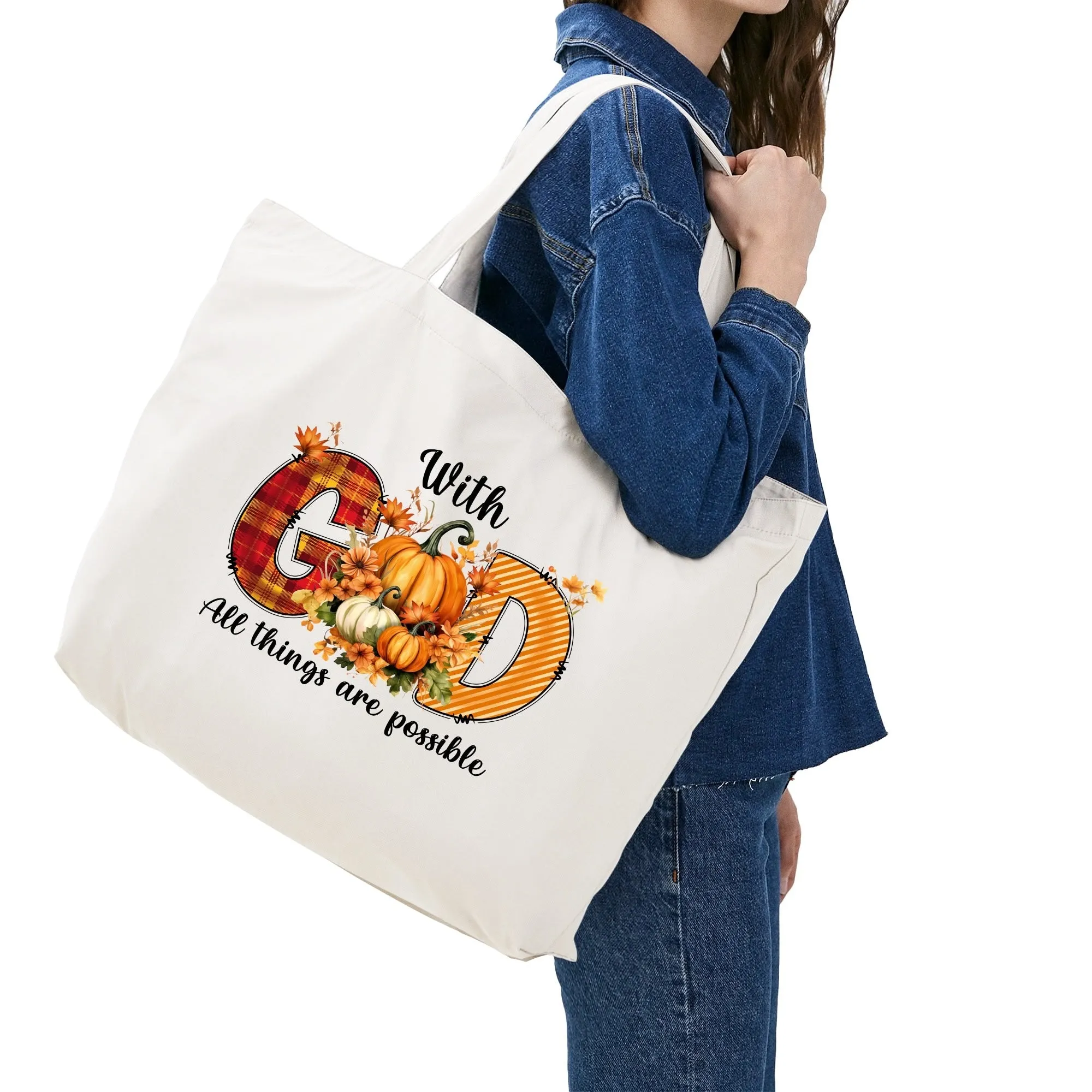 With God All Things Are Possible - Eco-Friendly Cotton Tote Bag – Spacious & Durable Design (Single-Sided Print)
