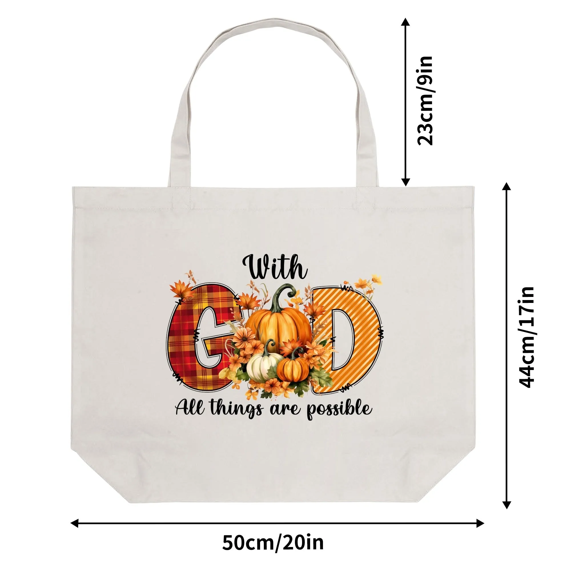 With God All Things Are Possible - Eco-Friendly Cotton Tote Bag – Spacious & Durable Design (Single-Sided Print)