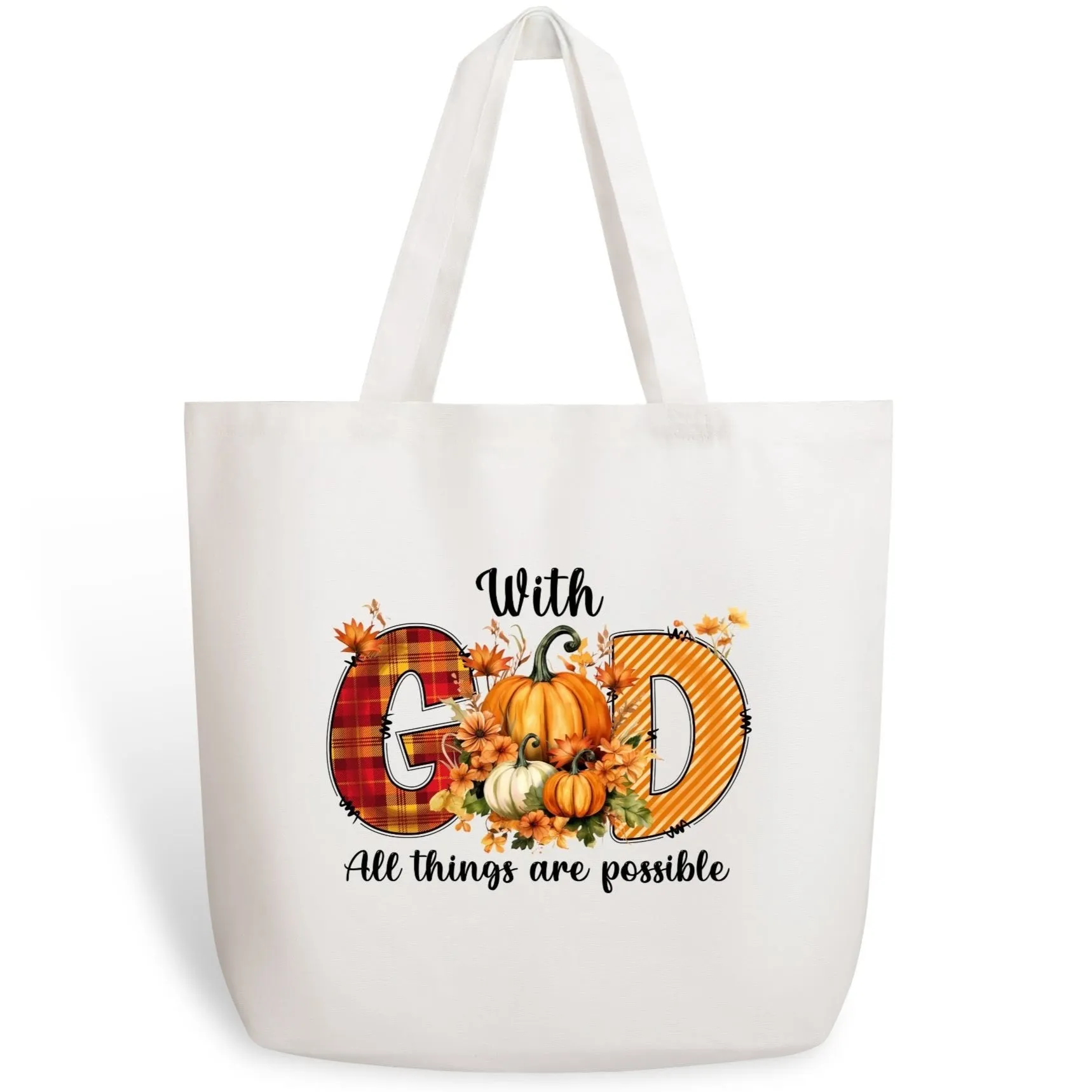 With God All Things Are Possible - Eco-Friendly Cotton Tote Bag – Spacious & Durable Design (Single-Sided Print)
