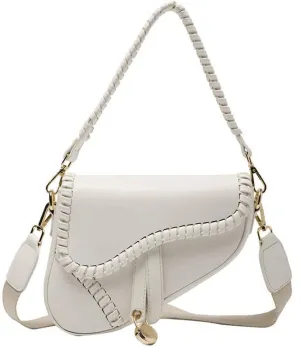 Women Cow Print Saddle Shoulder Bag Clutch Purse Underarm Handbag Satchel Zipper Crossbody Bag