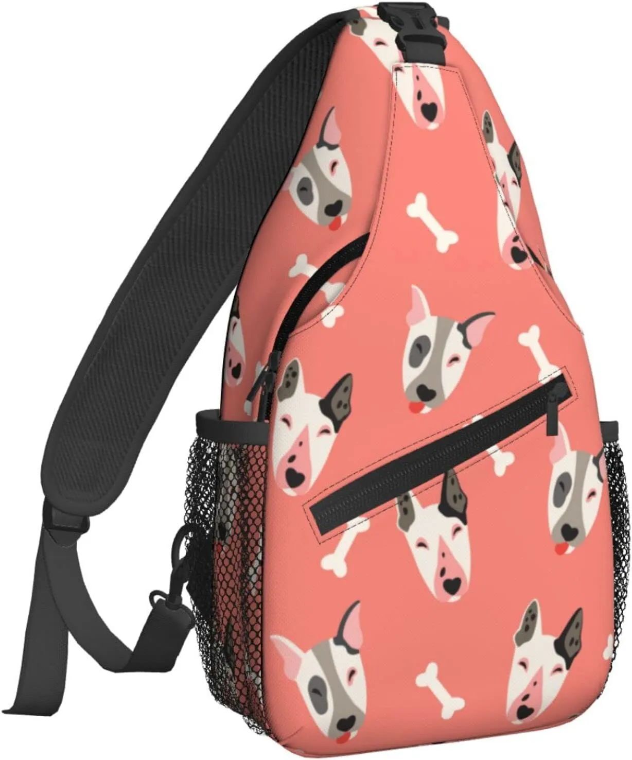 Women Cute Dogs with Bones Crossbody Sling Backpack for Men Chest Bag Shoulder Bag Lightweight One Strap Backpack Travel Outdoor Daypack