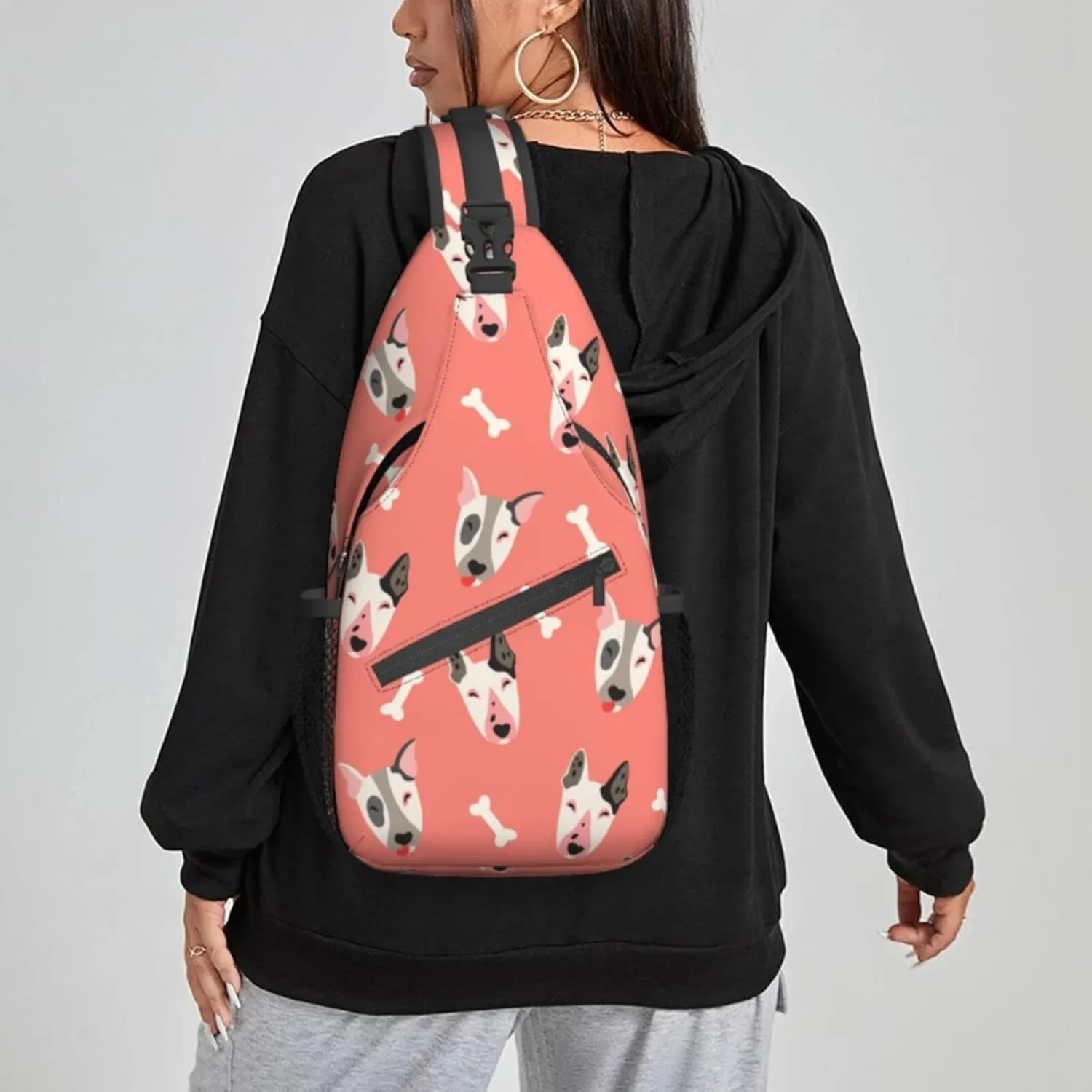 Women Cute Dogs with Bones Crossbody Sling Backpack for Men Chest Bag Shoulder Bag Lightweight One Strap Backpack Travel Outdoor Daypack