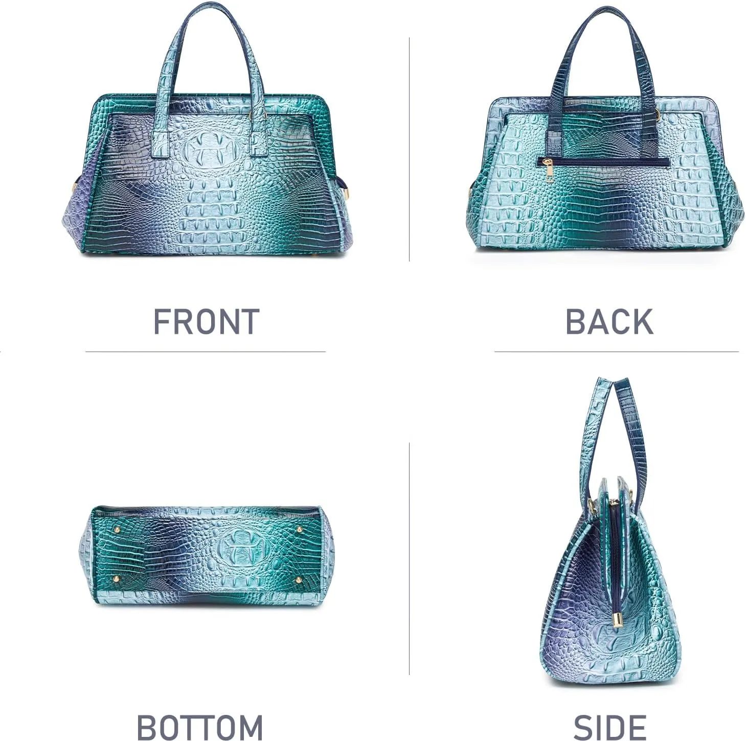 Women Fashion Crocodile Print Handbag Shoulder Satchel Top Handle Crossbody Bag