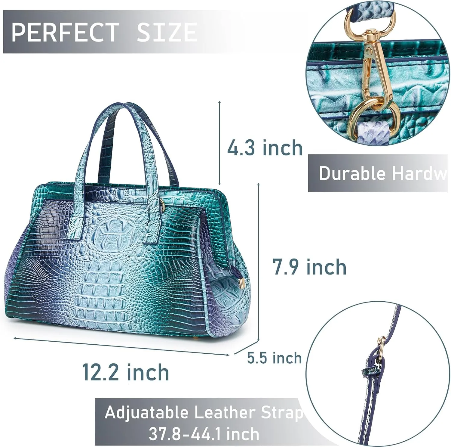Women Fashion Crocodile Print Handbag Shoulder Satchel Top Handle Crossbody Bag