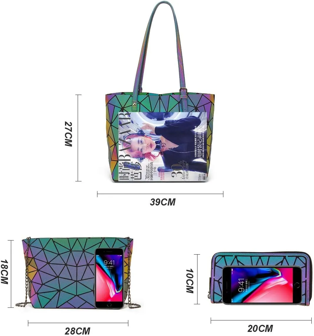 Women Fashion Handbags Wallet Tote Bag Shoulder Bag Top Handle Satchel Purse Set 4pcs