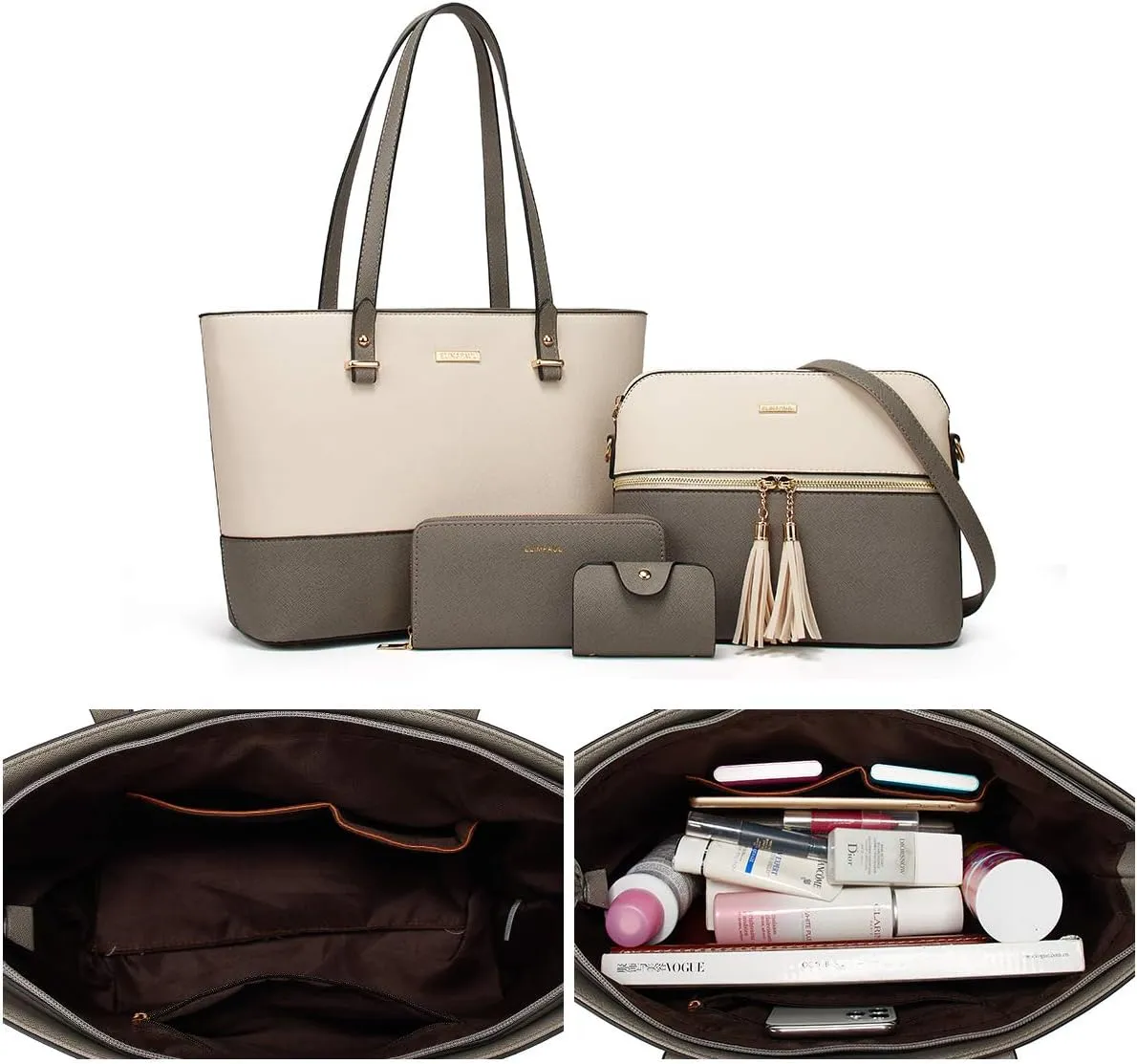 Women Fashion Handbags Wallet Tote Bag Shoulder Bag Top Handle Satchel Purse Set 4pcs