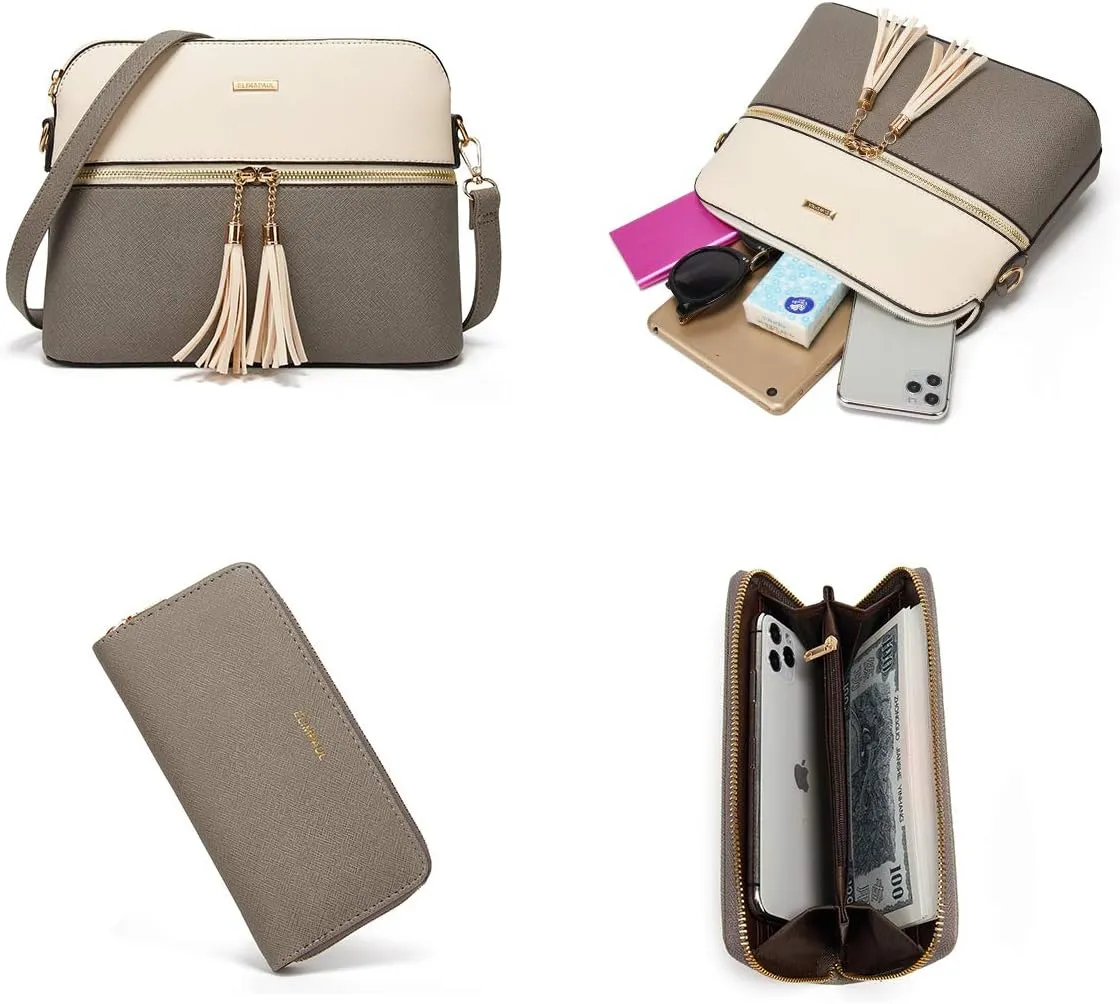 Women Fashion Handbags Wallet Tote Bag Shoulder Bag Top Handle Satchel Purse Set 4pcs