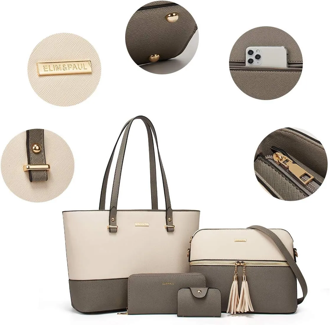 Women Fashion Handbags Wallet Tote Bag Shoulder Bag Top Handle Satchel Purse Set 4pcs