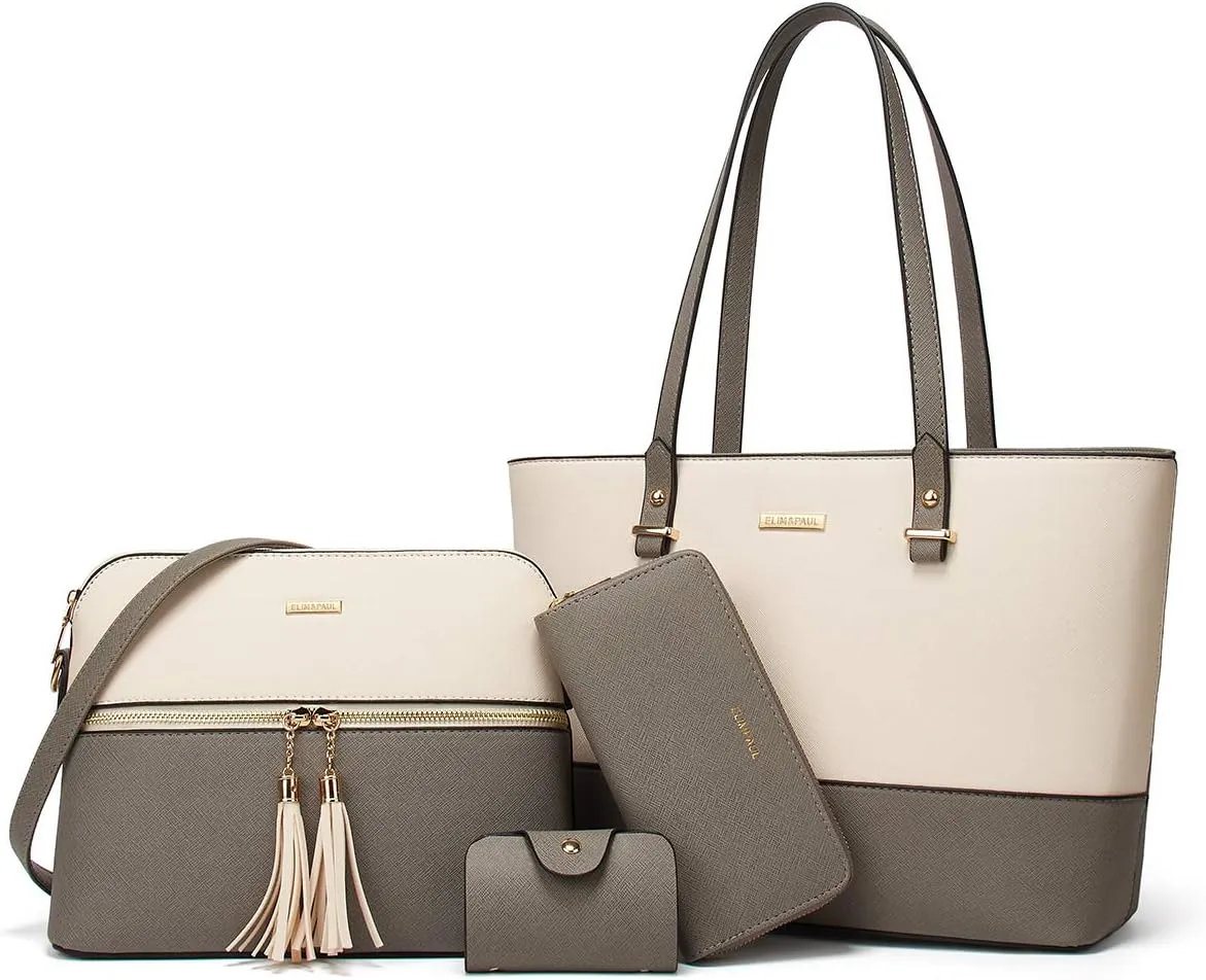 Women Fashion Handbags Wallet Tote Bag Shoulder Bag Top Handle Satchel Purse Set 4pcs