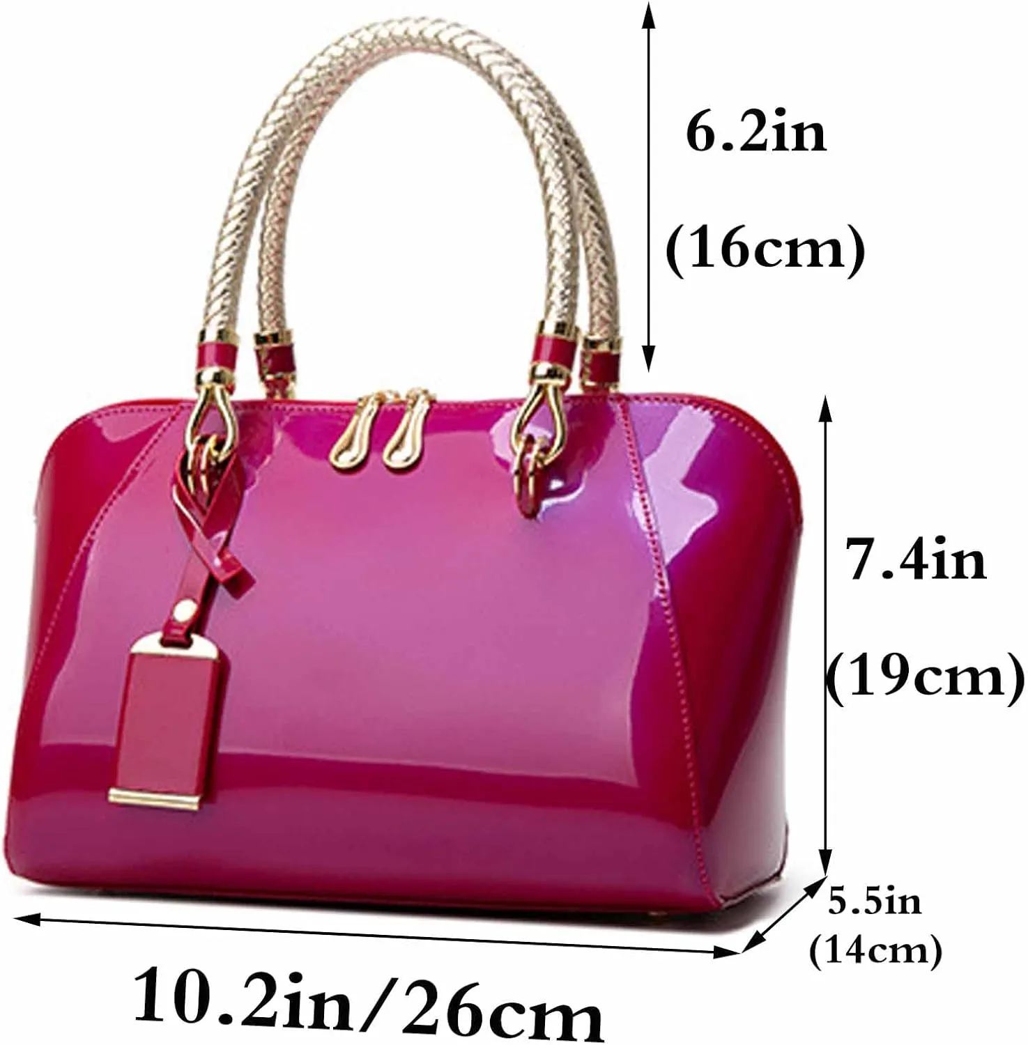 Women Handbags Shiny Paten PU Satchel Purse Shoulder Tote Top-Handle Crossbody Bag