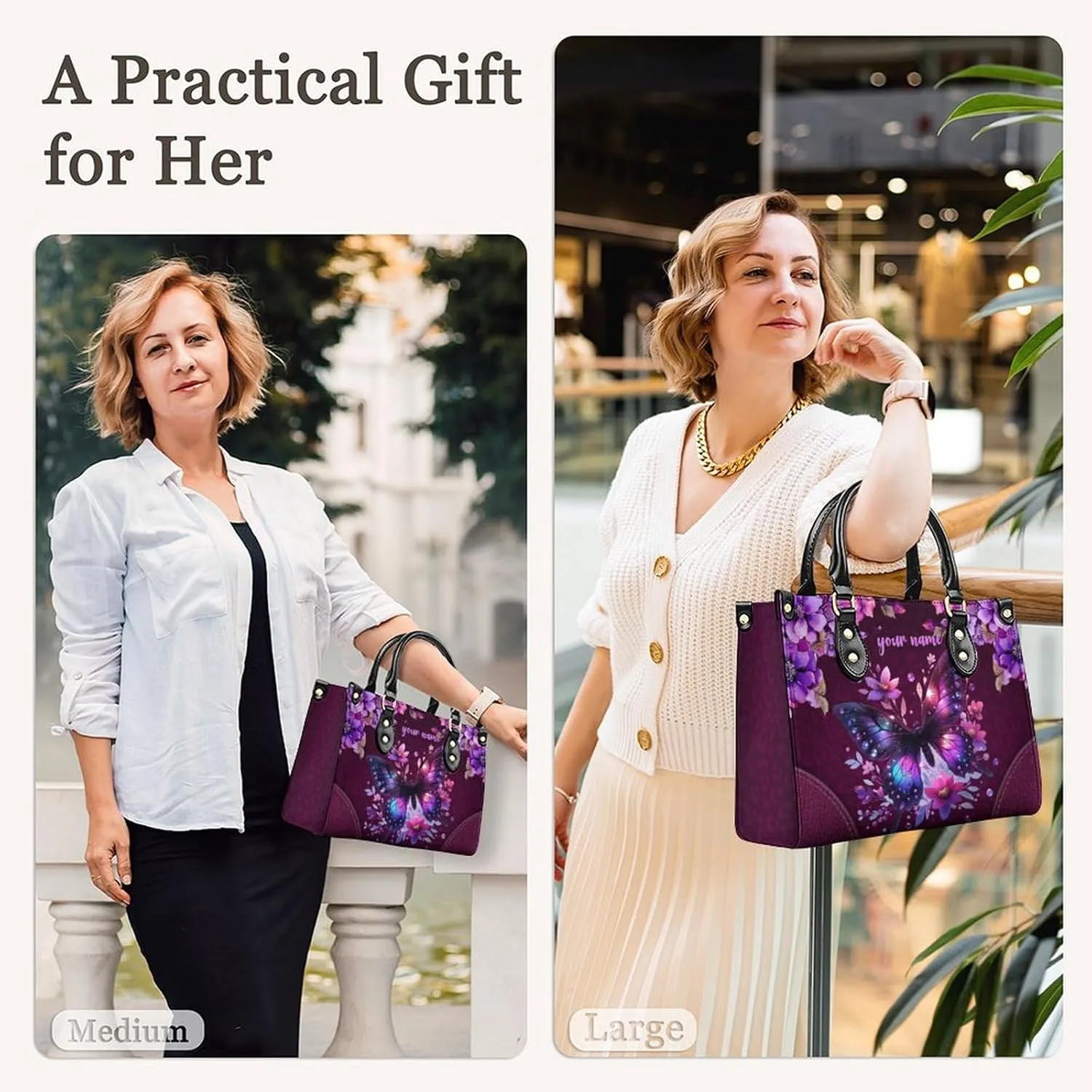 Women Leather Handbag Gift, Casual Crossbody Satchel Bag, Fashion Tote Bag Purses Gifts for Shopping Work Business Travel